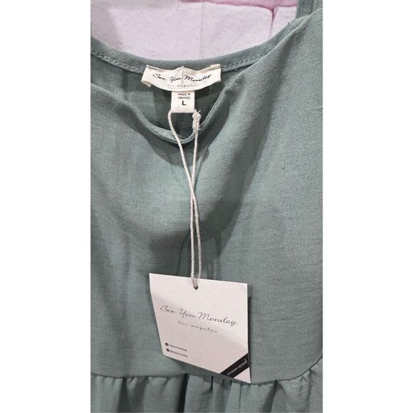 See you Monday green dress size large flowy beach vacation - Picture 4 of 9